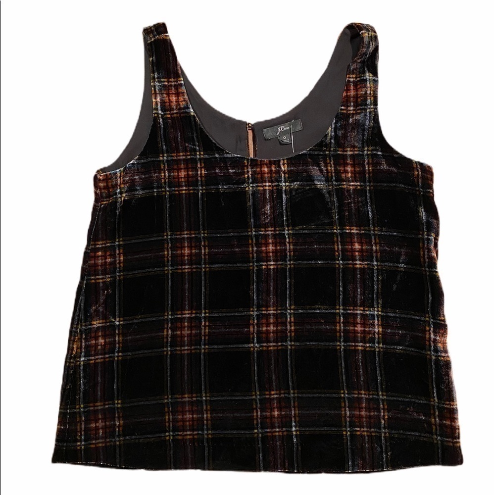 J. Crew velvet tartan tank top